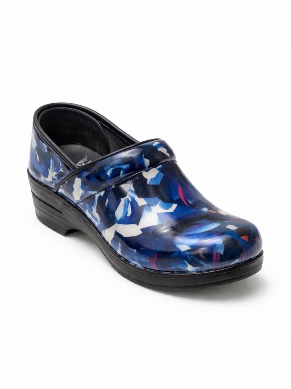 DANSKO Women’s Professional Patent Leather Clogs in Graphic Floral Sz 41/10.5-11